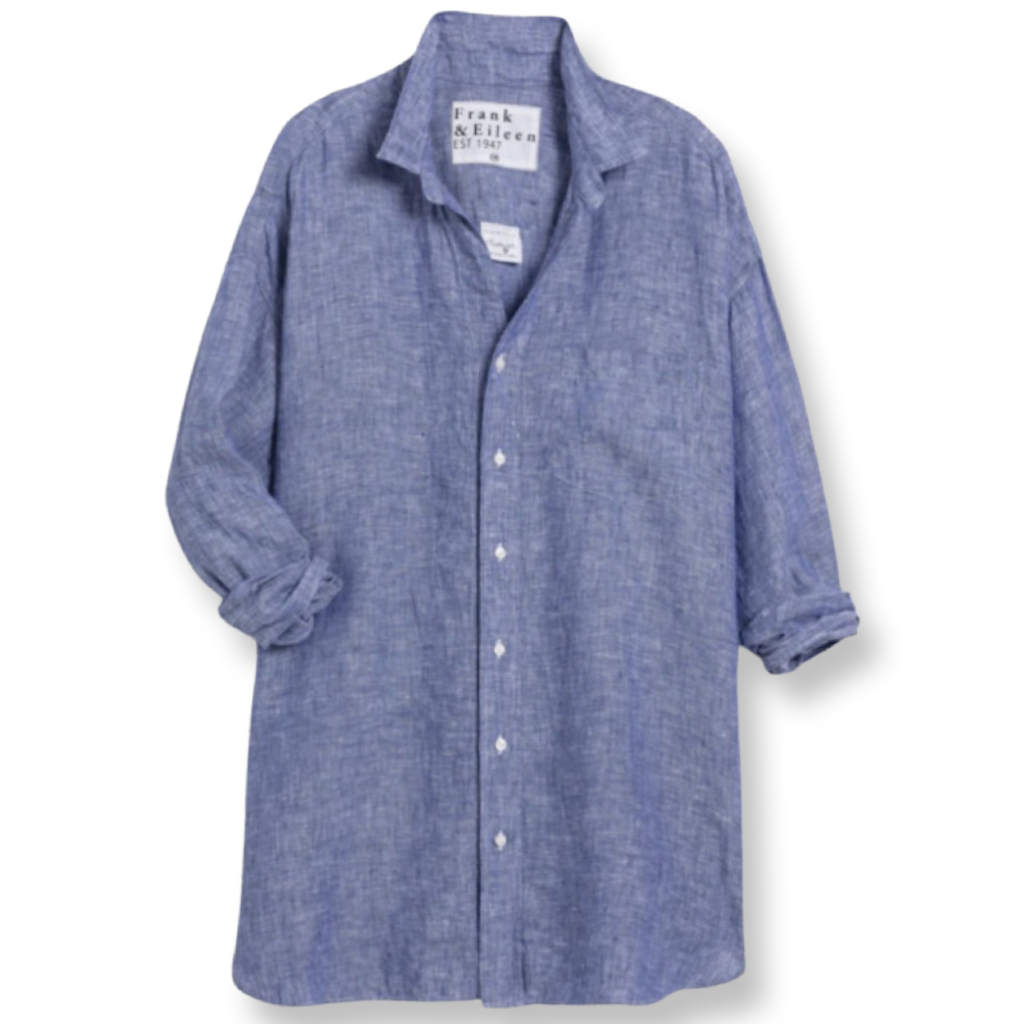 Frank & Eileen MAKENZIE Over Sized Button-Up Shirt Famous Blue
