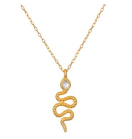 Satya Jewelry 18" White Topaz Dot Snake Pendant Necklace