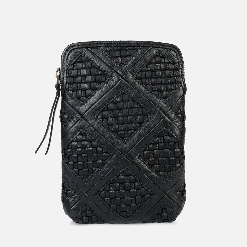 Milder Chess Patterned Leather Phone Bag Black