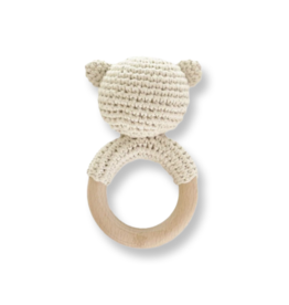 The Blueberry Hill Cotton Crochet Rattle Teether Bear