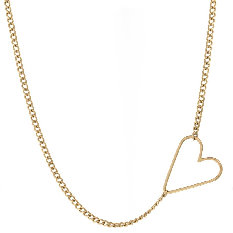 Jane Hollinger Sweetie 14k Gold Large Heart Necklace