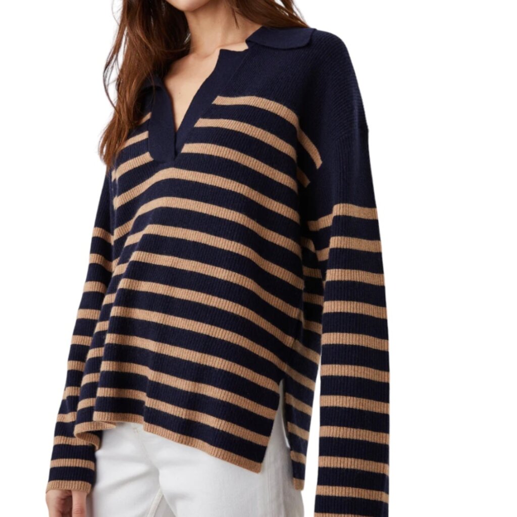 Rails Harris Sweater Camel Navy Stripe