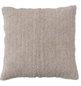 Cotton Tufted Pillow w/ Chambray Back, Polyester Fill