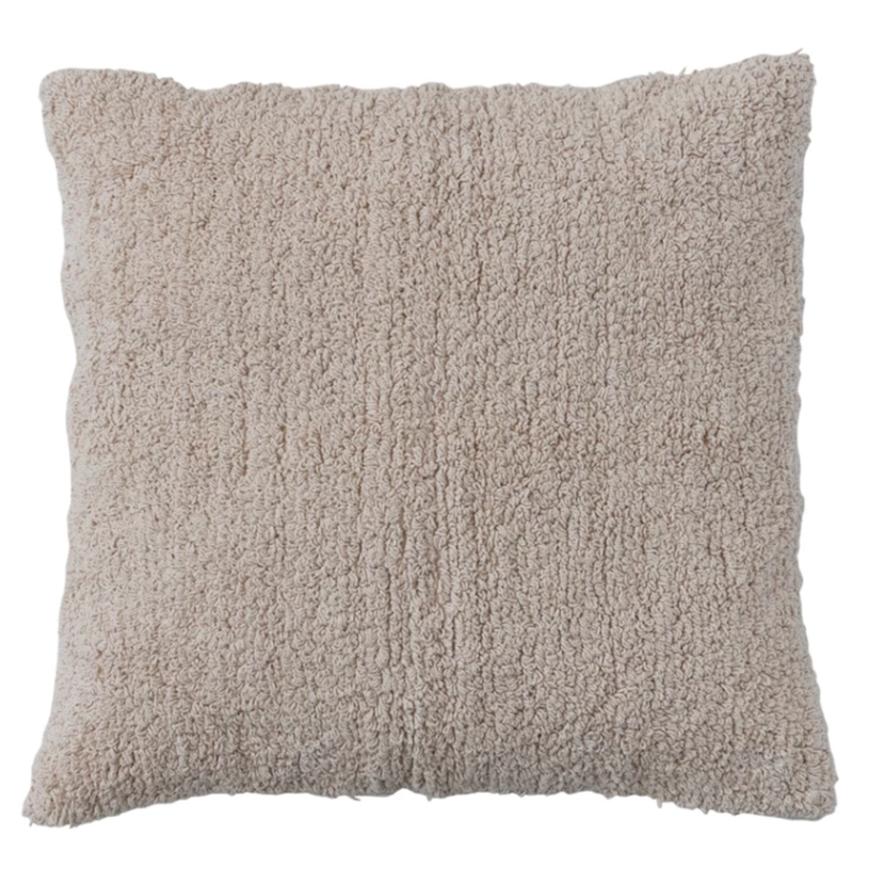 Cotton Tufted Pillow w/ Chambray Back, Polyester Fill