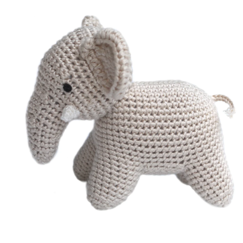 Cheengo Standing Elephant Crocheted Rattle