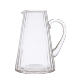 6-1/2"L x 5-1/2"W x 8-1/4"H 60 oz. Ribbed Glass Pitcher