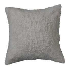 20" Square Cotton Sherpa Pillow w/ Embroidered Circle Polyester Fill