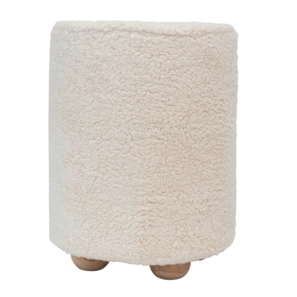 Sherpa Pouf w Pine Wood Feet