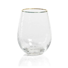 Negroni Hammered Stemless All Purpose w/ Gold Rim