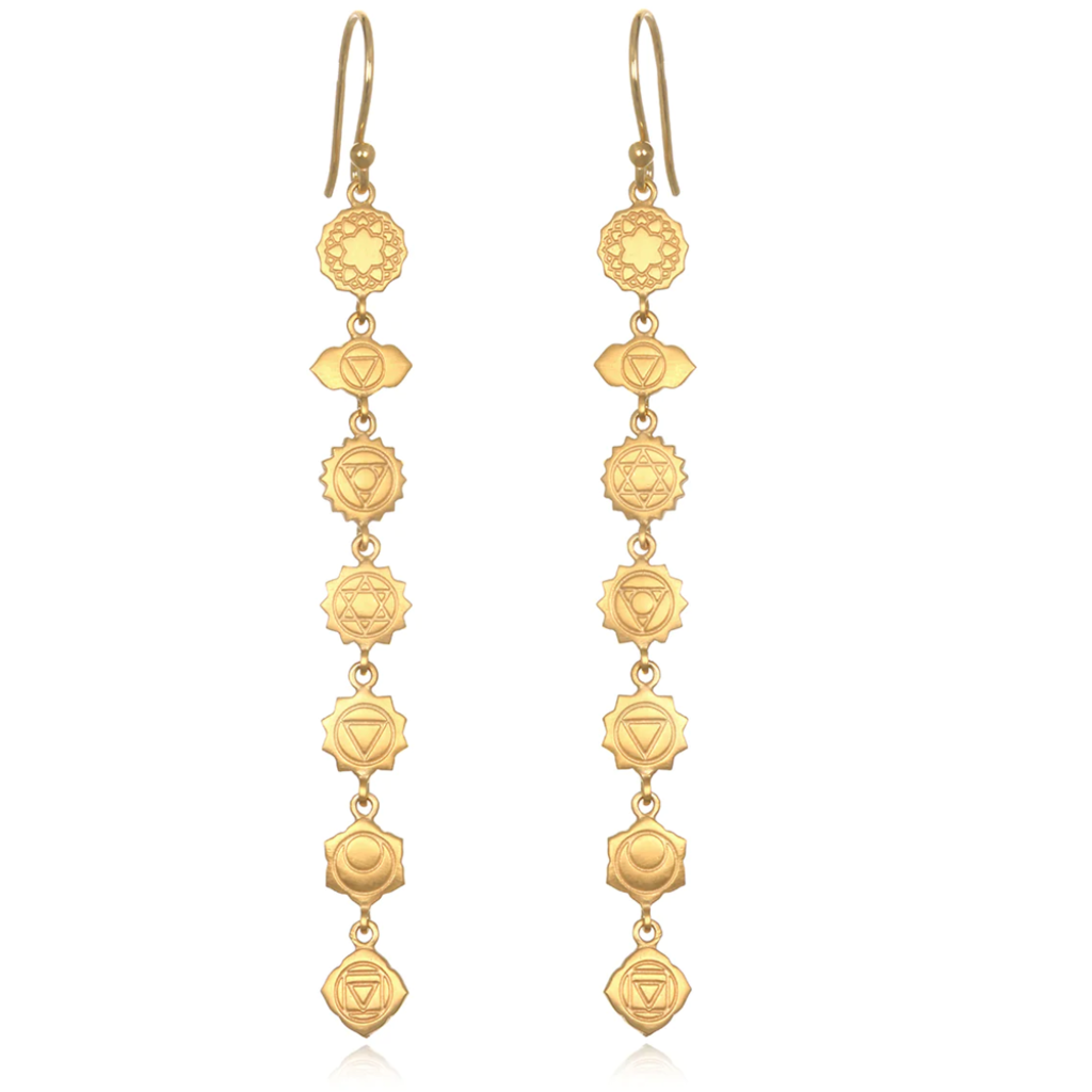 Satya Jewelry GOLD CHAKRA LONG EARRINGS