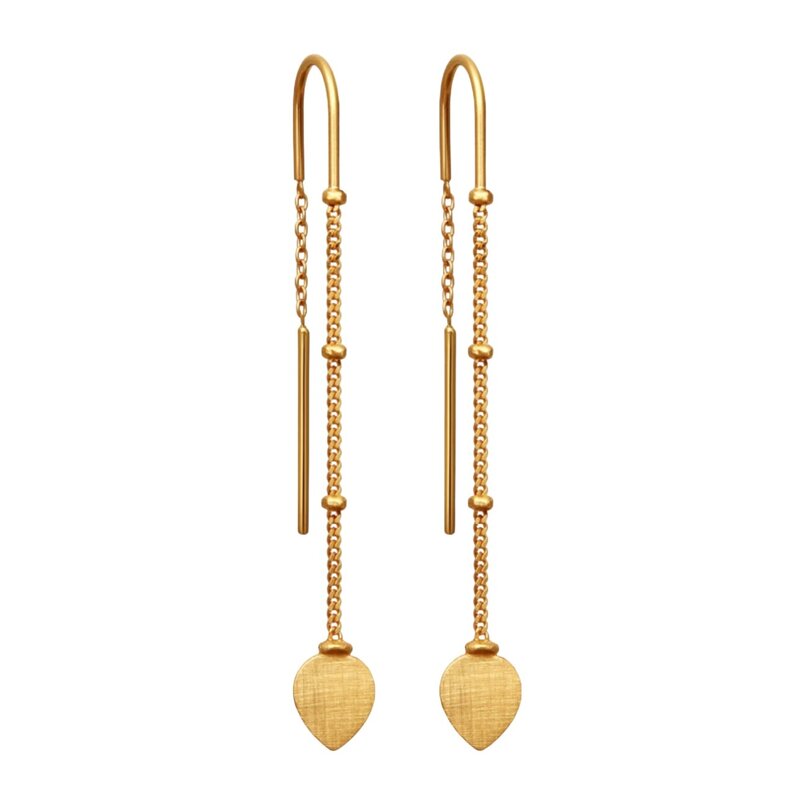 Temple Of The Sun Hanging Lotus Earrings Gold Vermeil