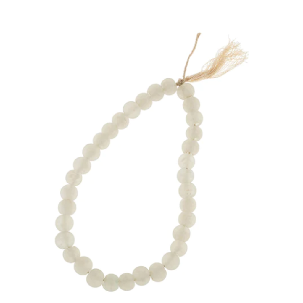 Frosted Glass Tassel Beads, White