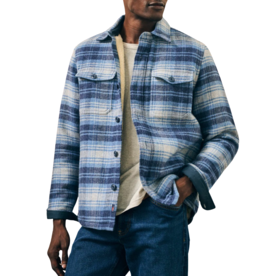 Faherty FOR HIM High Pile Fleece Lined Wool COP Mountain Mist Plaid