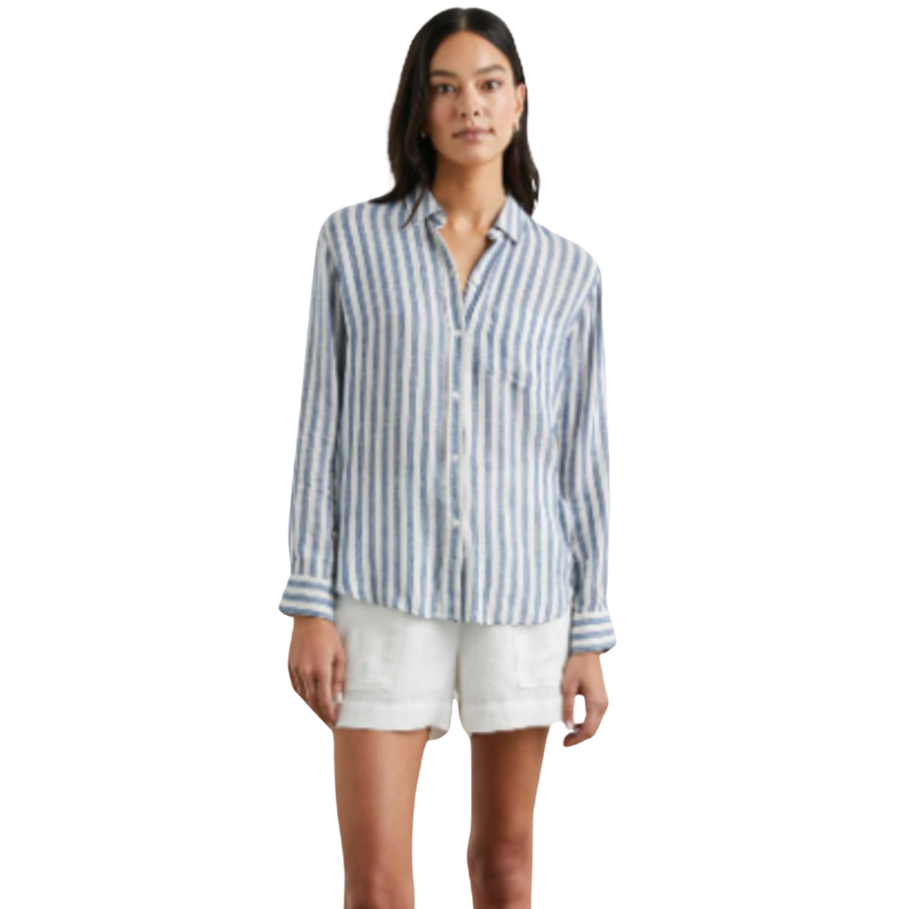 Rails Charli Linen Blend Button Down Echo Stripe