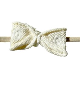 Viverano Milan Embroidered Knit Bow Baby Headband Cream