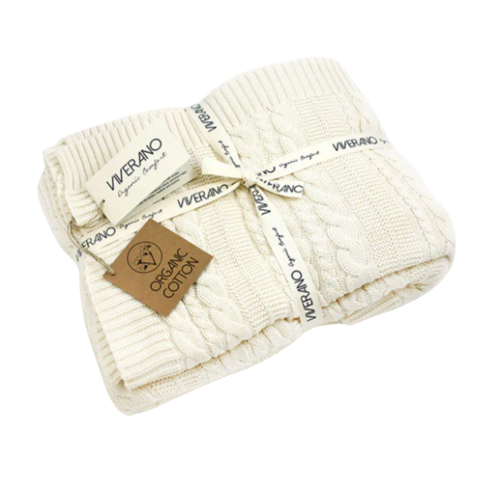 Viverano Cozy Sherpa Cable Knit Baby Blanket