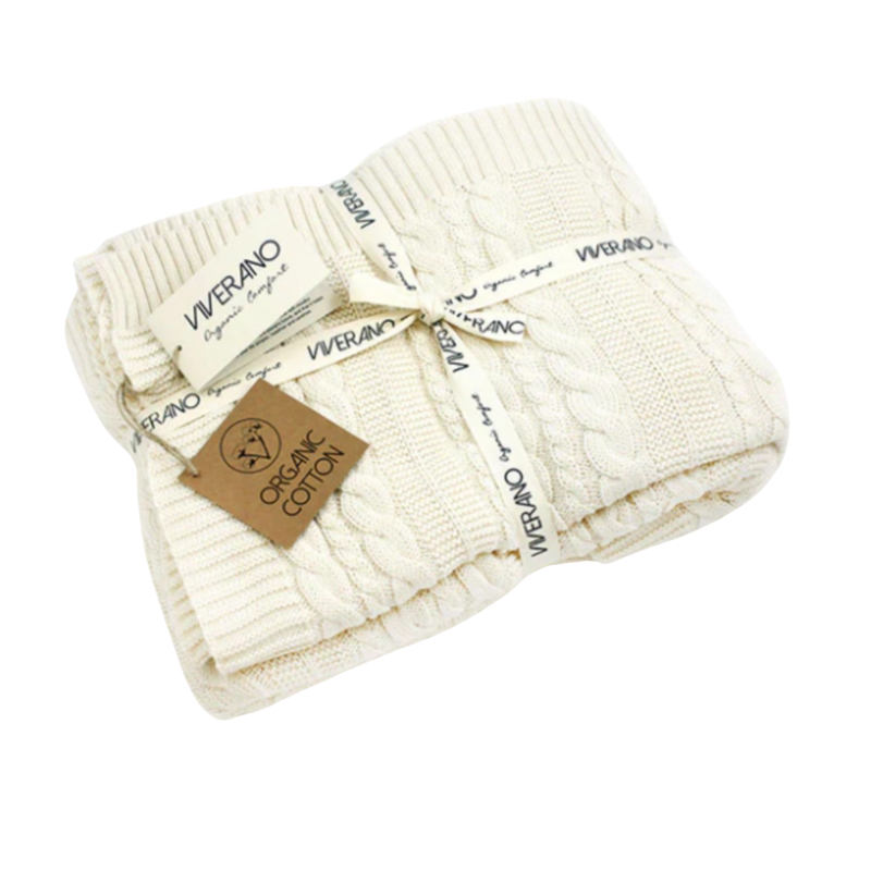 Viverano Cozy Sherpa Cable Knit Baby Blanket