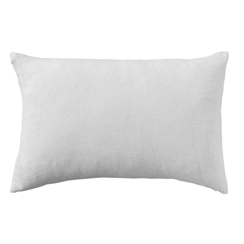 24"L x 16"H Stonewashed Linen Lumbar Pillow, Ivory