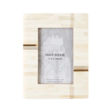 Matr Boomie Mukhendu 4x6 Cream Picture Frame Carved Bone, Brass Bar