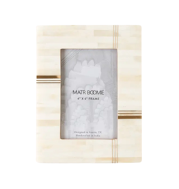 Matr Boomie Mukhendu 4x6 Cream Picture Frame Carved Bone, Brass Bar