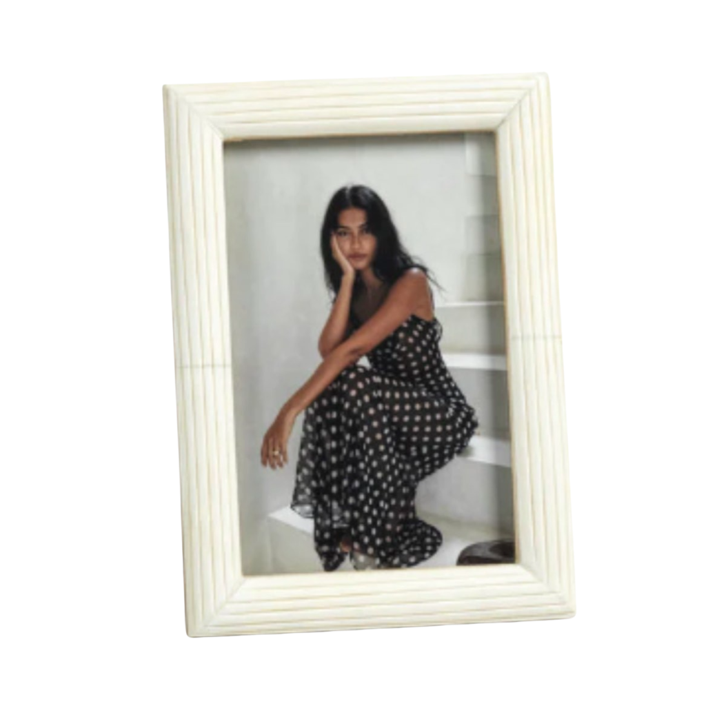 Palomar Etched White Bone Photo Frame, 4" x 6