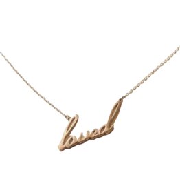 Thatch Loved Script Necklace 14k Gold Plated