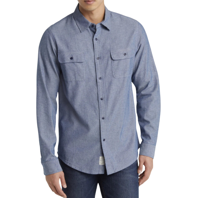 SCHOTT NYC FOR HIM Cotton Button Down Ticking Herringbone