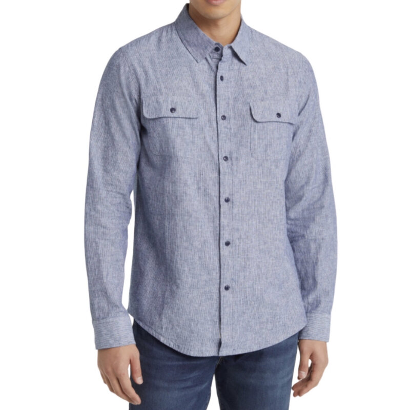 SCHOTT NYC FOR HIM Cotton Button Down Ticking Cloth