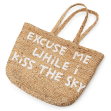Sugarboo Large Excuse Me While I Kiss the Sky Jute Tote Bag