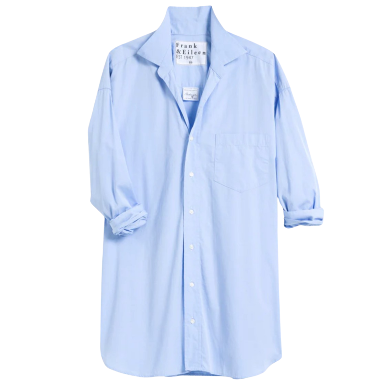 Frank & Eileen MACKENZIE One-Size Button-Up Shirt Shirting Blue