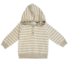 Viverano Oat Heather Stripe Hooded Sweater Knit Baby Pullover