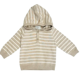 Viverano Oat Heather Stripe Hooded Sweater Knit Baby Pullover