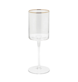 Optic White Wine Glass w/ Gold  Rim