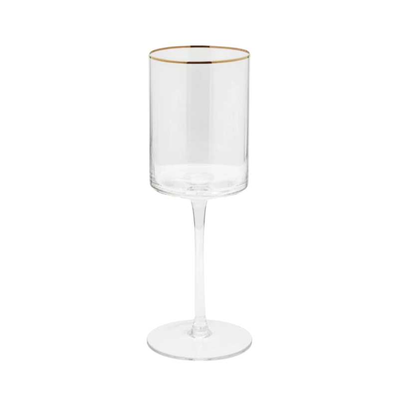 Optic White Wine Glass w/ Gold  Rim