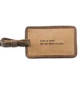 Sugarboo Life Is Short Leather Luggage Tag - 5"  x 3"