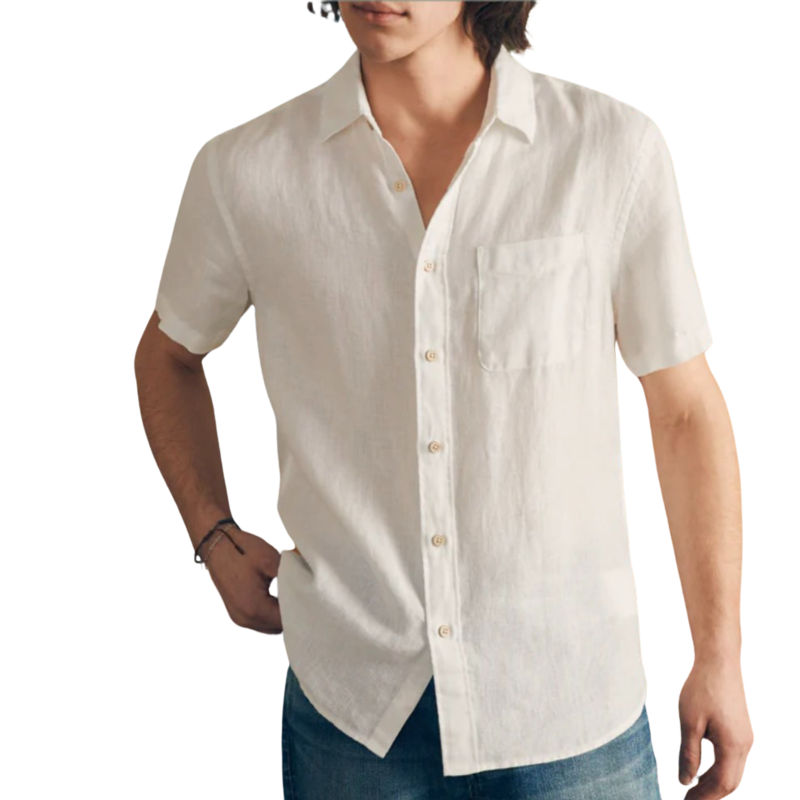 Faherty FOR HIM PALMA LINEN SHIRT BRIGHTWIGHT BASKETWEAVE