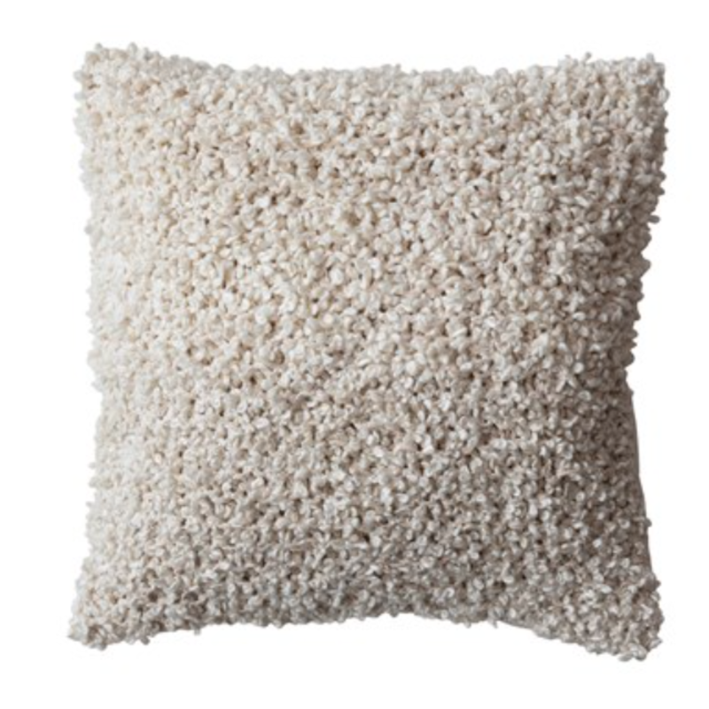 20" Square Woven Cotton Blend Bouclé Pillow