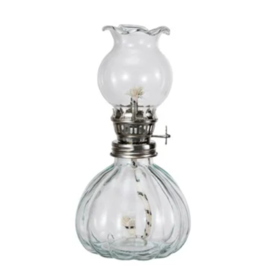 Recycled Glass Oil Lamp w/ Removable Scalloped Glass Top