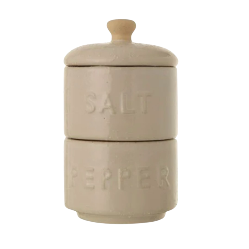 Salt and Pepper Pots with Lid, Set of 2