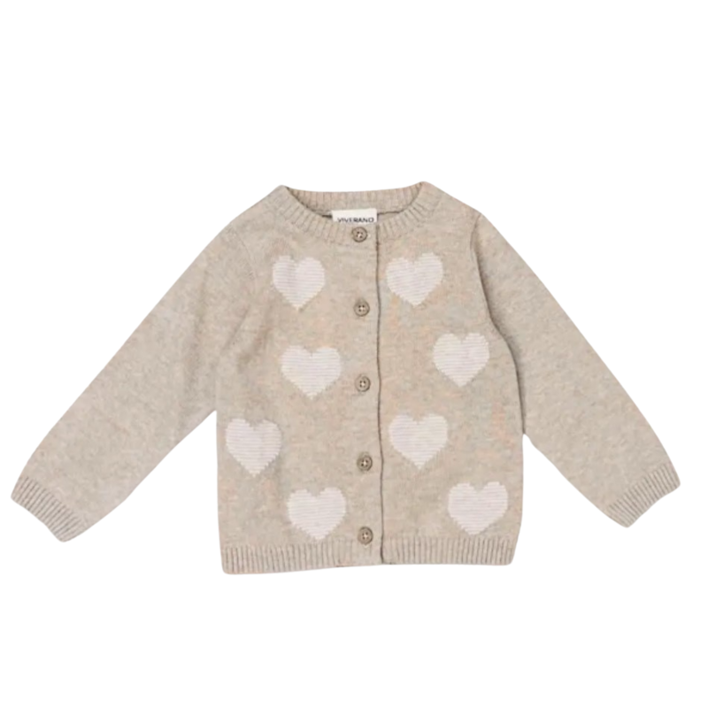 Viverano Hearts Jacquard Knit Baby Cardigan