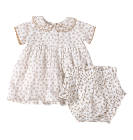 Viverano Emilia Embroidered Collar Floral Baby Dress + Bloomer