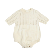 Viverano Pointelle Knit Baby Bodysuit Romper Natural