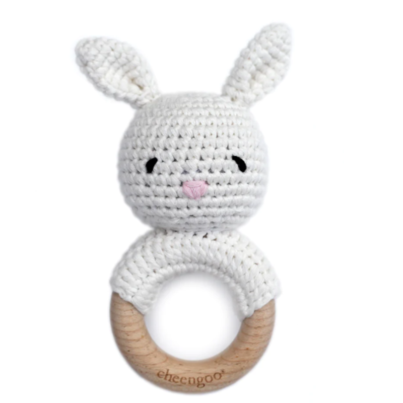 Cheengo Bunny Teething Rattle - Snow