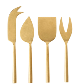 Tides Cheese Knives S/4, Tumbled Gold