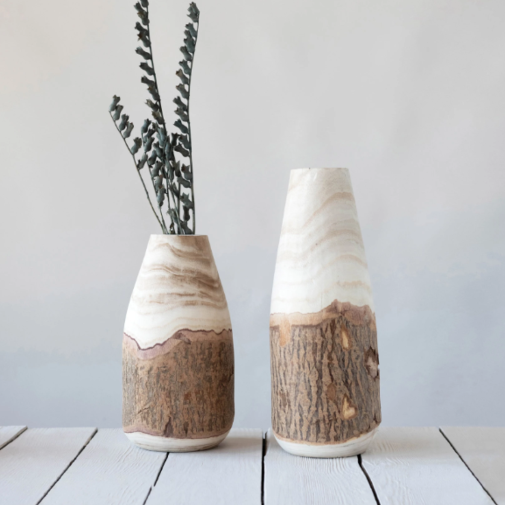 Paulownia Wood Vase w Live Edge