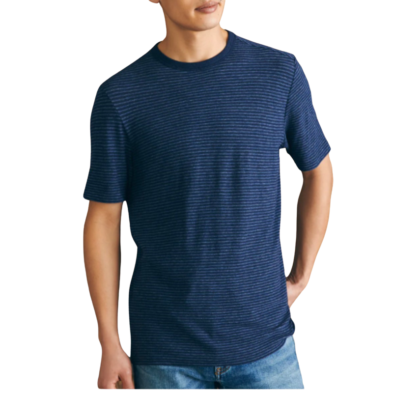 Faherty FOR HIM Vintage Chambray Tee Navy Cove Stripe