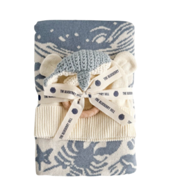 The Blueberry Hill Nautical Baby Gift Set, Whale Cotton Blanket, Teether, Hat