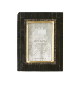 Matr Boomie Andhera 4x6 Black Picture Frame - Hand Carved Horn, Brass Inlay