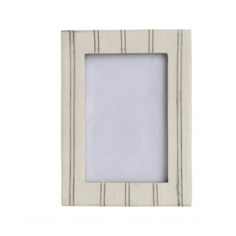 Resin Photo Frame w Metal Inlay Cream Color