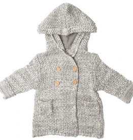Beba Bean BABY CROCHET KNIT HOODIE GREY